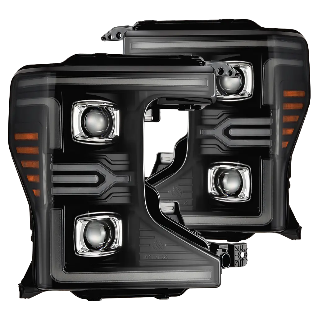Alpha Rex 20-22 Ford Super Duty Luxx-Series Led Projector Headlights Black 1