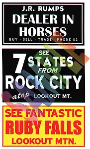 Blair Barn Sign Decals -- Set #2 - Dealer In Horses, See Ruby Falls, See Rock City   (184-2251) 1
