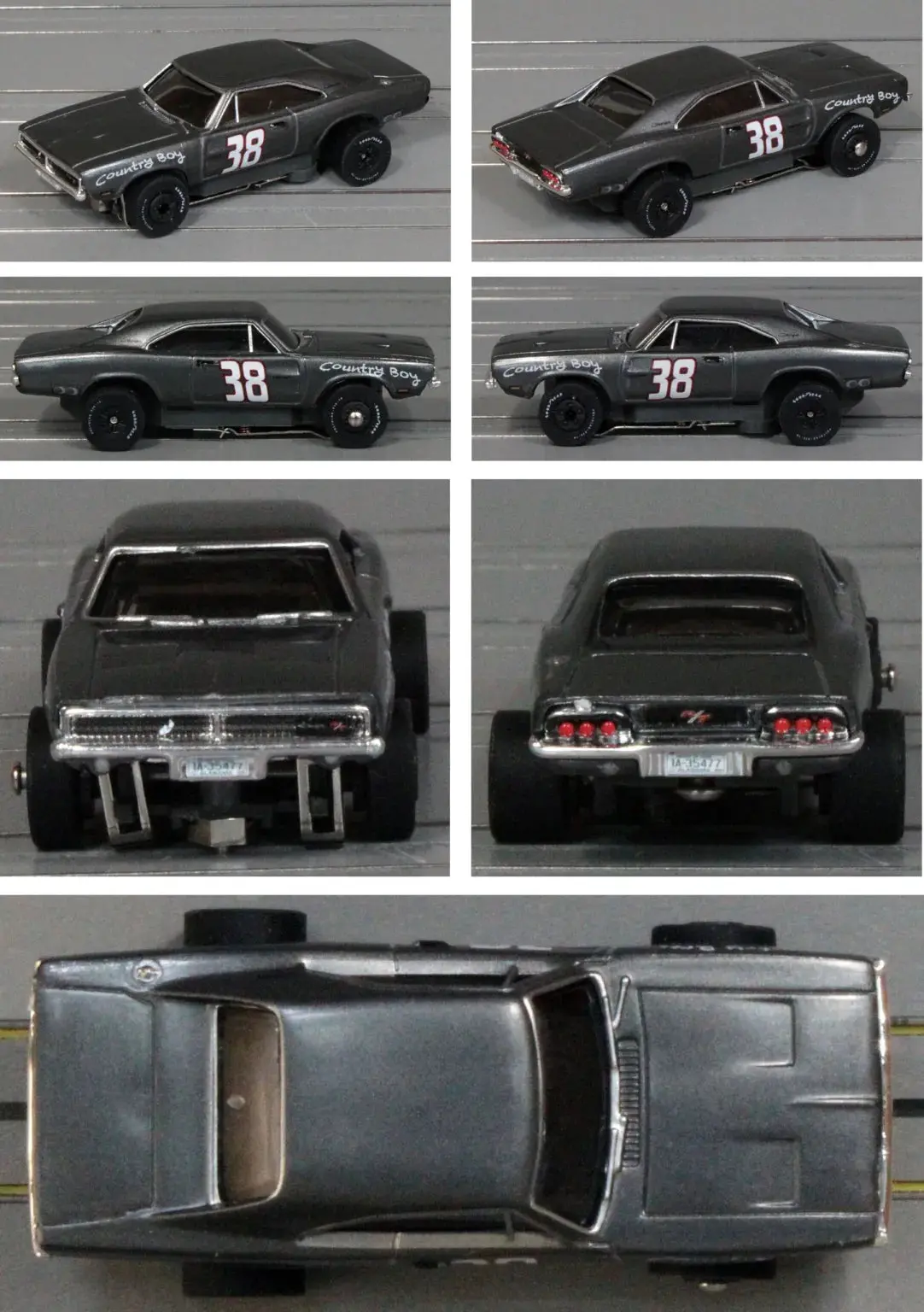 Auto World Thunderjet Sc416 Thunder Road 1969 Dodge Charger R/T – Gunmetal/White #38 #2B  “Country Boy” – Clean 1