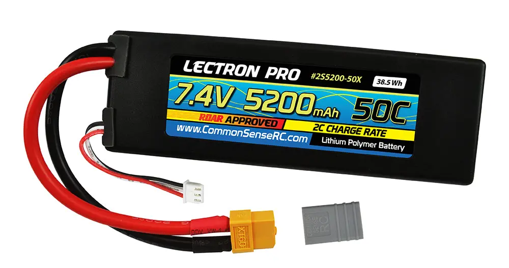 Lectron Pro 7.4V 5200Mah 50C Lipo Battery With Xt60 Connector  (2S5200-50X) 1