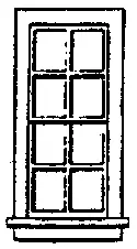 Window - Double Hung 8-Pane - Scale 27 X 64" 68.6 X 163Cm  (300-5029) 1