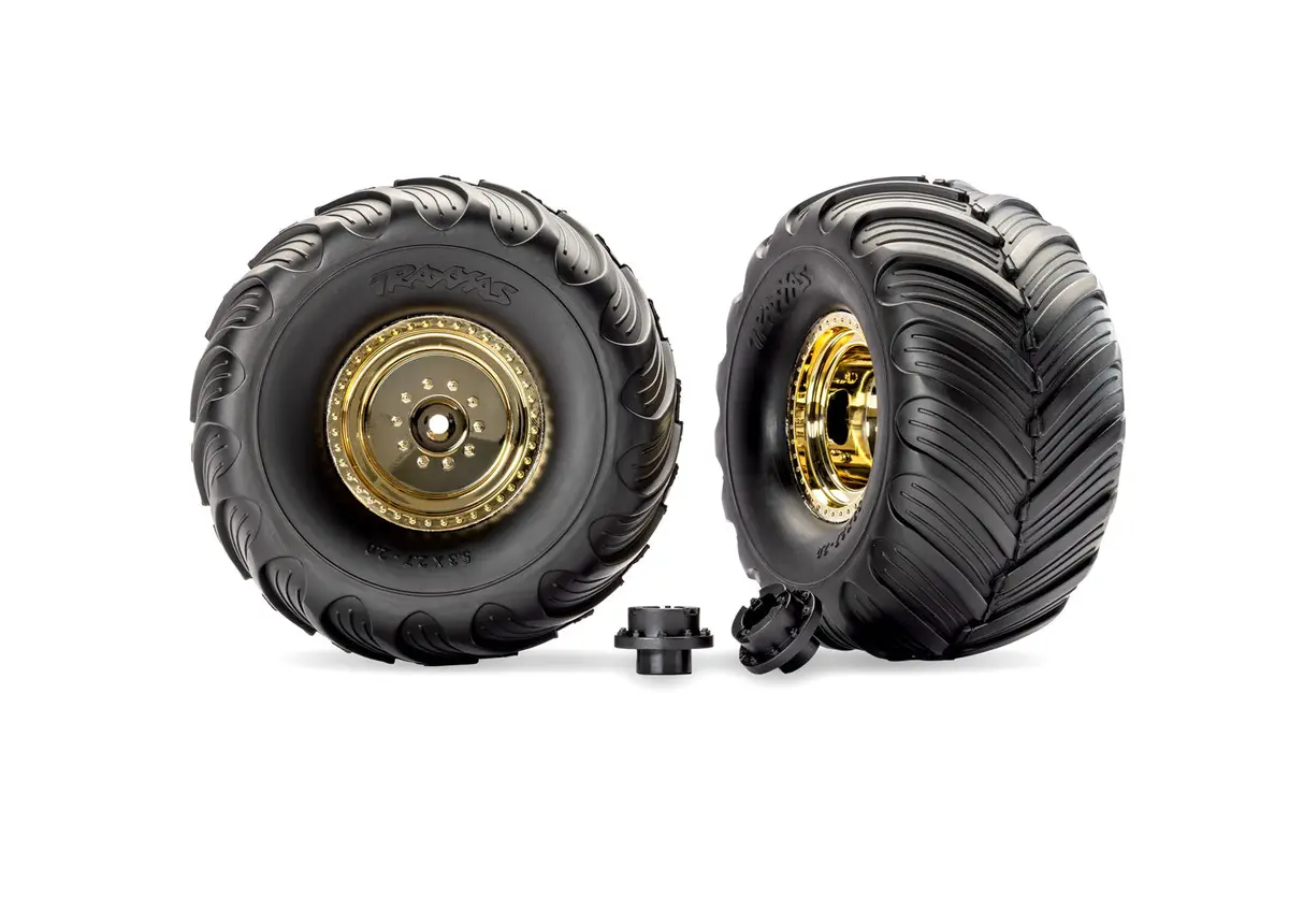 Traxxas Gold Monster Truck Wheels & Terra Groove Tires (2)   (Tra3663-Gold) 1