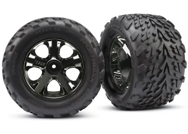 Traxxas Talon Front Tires W/All-Star Wheels (2) (Black Chrome)  (Tra3669a) 1