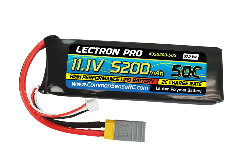 Common Sense Rc Lectron Pro 11.1V 5200Mah 50C Lipo Battery With Xt60 Connector  (3S5200-50X) 1