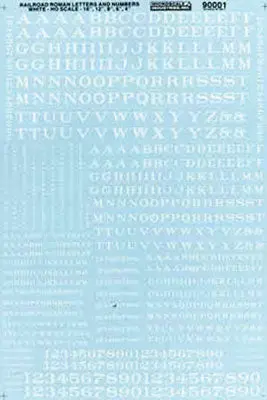 Micro Scale Alphabets & Numbers - Railroad Roman -- White   (460-90001) 1
