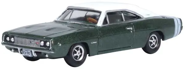 Oxford Diecast 1968 Dodge Charger - Assembled -- Racing Green, White   (553-87Dc68005) 1