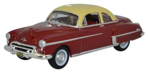 Oxford Diecast 1950 Oldsmobile Rocket 88 - Assembled -- Red, Cream  (553-87Or50001) 1