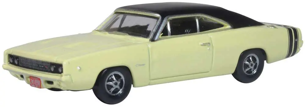 Oxford Diecast 1968 Dodge Charger - Assembled -- Yellow, Black   (553-87Dc68004) 1