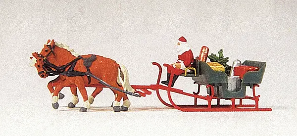 Preiser Horse Drawn Sleigh -- Father Christmas & Parcels   (590-30448) 1