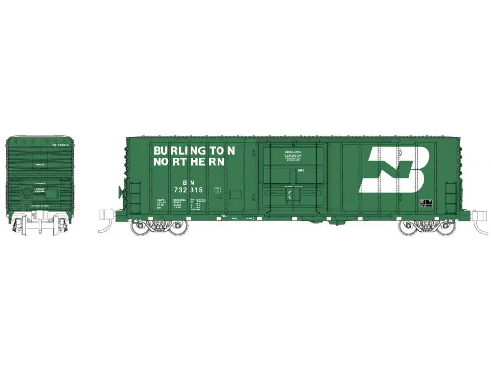 Pacific Car & Foundry 70-Ton 50' Exterior-Post Insulated Boxcar - Ready To Run -- Burlington Northern 732301 (80500000061163E) 1