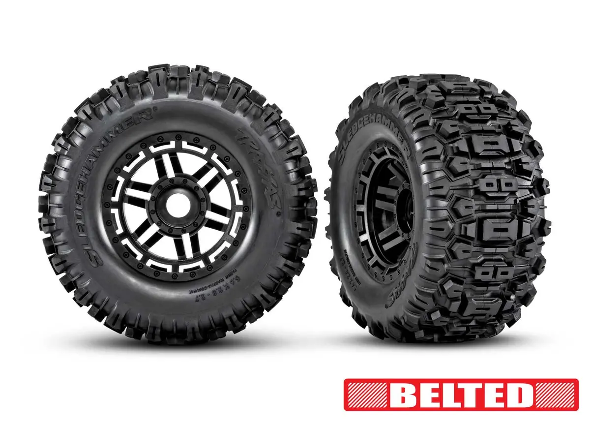 Traxxas T&W Blk Whl W/Sledgehmr At Tire  (Tra8979) 1