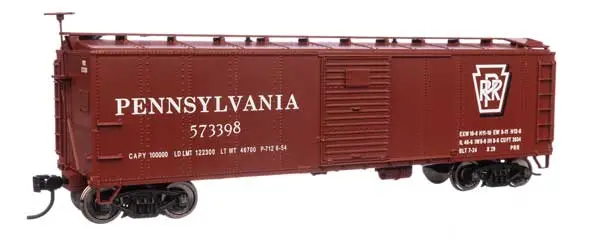 Watlhers 40' Early X29 Boxcar - Pennsylvania Railroad #573398 Shadow Keystone (Tuscan, White)   (910-40973) 1