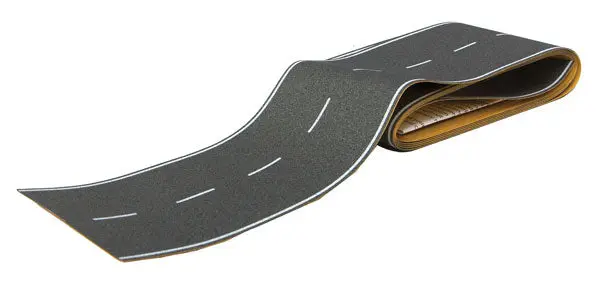 Walthers Flexible Self-Adhesive Paved Roadway -- Vintage Highway (White Dashed Centerline, White Solid Edge Markings)  (949-1250) 1