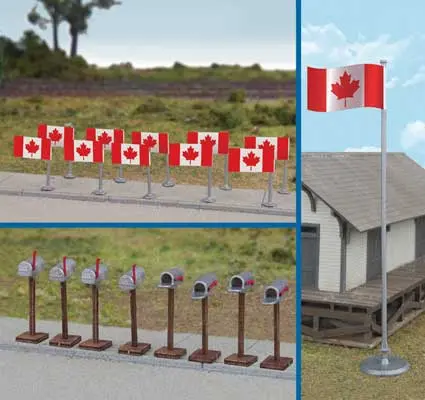 Walthers Flags (11) And Mailboxes (8) -- Canadian Flags, 1965-Present   (949-4172) 1
