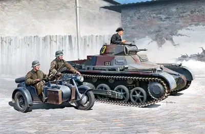 Academy 1:35 German Panzer I Ausf. B & Motorcycle  (Acy13556) 1