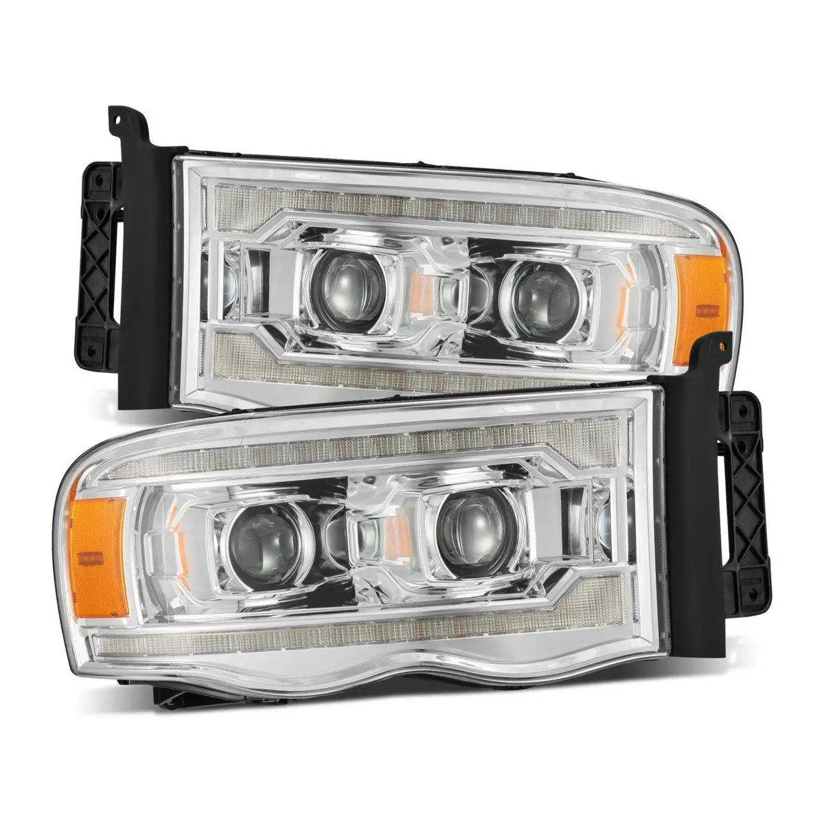Alpha Rex 02-05 Dodge Ram Luxx-Series Led Projector Headlights Chrome 1