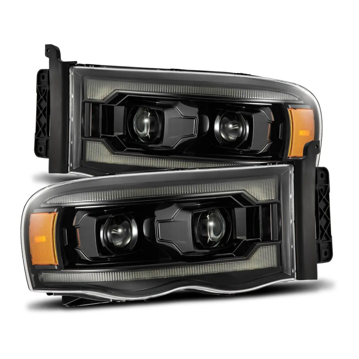 Alpha Rex 02-05 Dodge Ram Luxx-Series Led Projector Headlights Alpha-Black 1