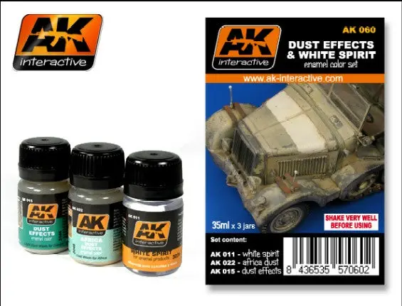 Ak Interactive Dust Effects & White Spirit Enamel Paint Set (11, 15, 22)   (Aki60) 1