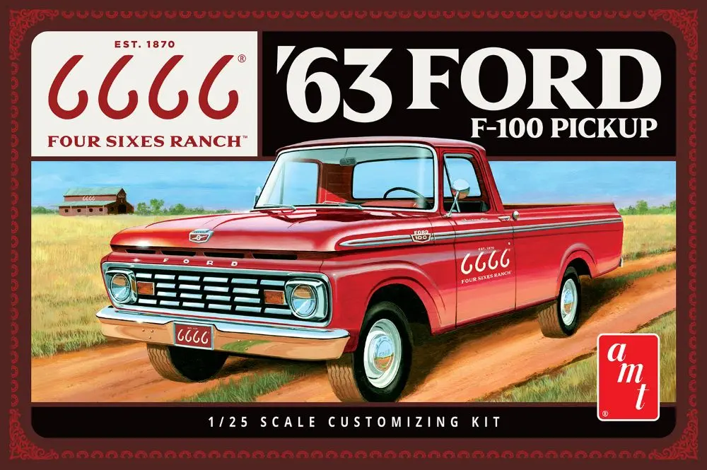 Amt 1/25 Four Sixes Ranch 1963 Ford F100 Pickup Truck   (Amt1559) 1