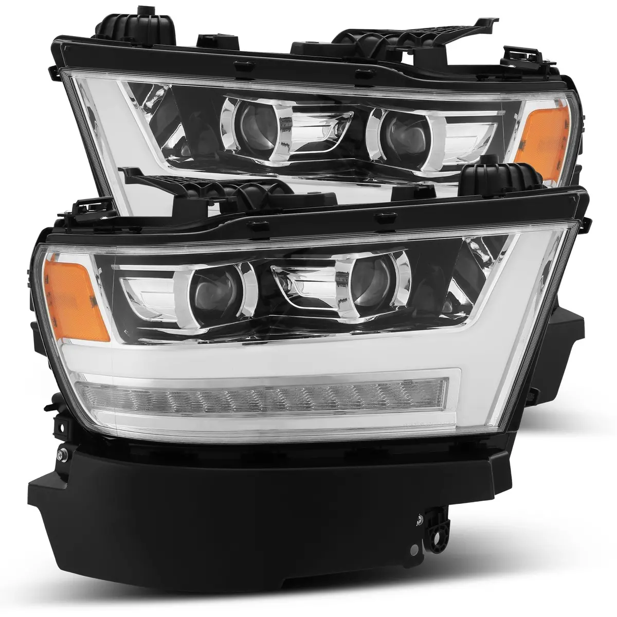 Alpha Rex 19-22 Ram 1500 Luxx-Series Led Projector Headlights Chrome 1