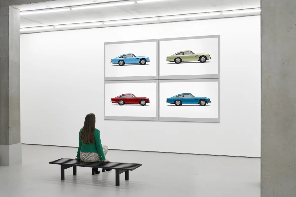 Aston Martin Db5 Vantage - 150Cm Half Tone Flat Bed Print - Side View 1