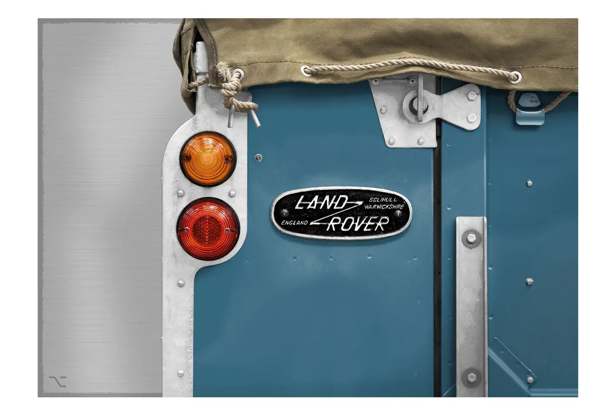 Land Rover Series 2A - 60Cm Half Tone Flat Bed Print - Rear Light Detail 1