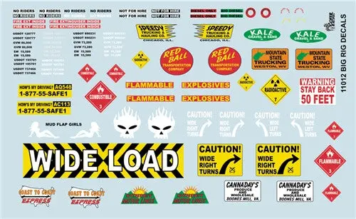 Gofer Racing 1/24 / 1/25 "Big Rig" Waterslide Decal Sheet   (Gof11012) 1