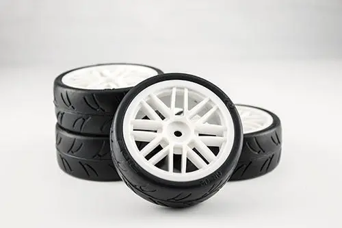 Gravity Rc 12Mm Hex 1/10 Gt Rubber Tires W/Gt Wheel (White) (4) (Grc124gtw) 1
