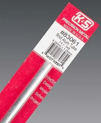 K+S83061 1/4"X 12"  Round Aluminum Tube .049 Wall (1) (K+S83061) 1