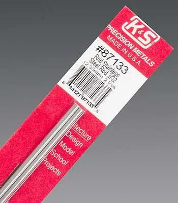 K+S 3/32''X12'' Round Stainless Steel Rod (2) (K+S87133) 1