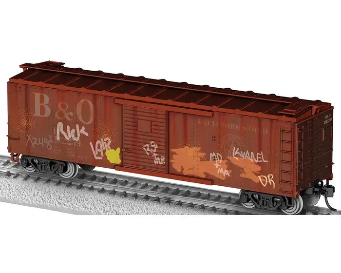 Lionel Ho 40' Steel Flat-End Boxcar Baltimore & Ohio #X2495 Graffiti   (Lnl2454710) 1
