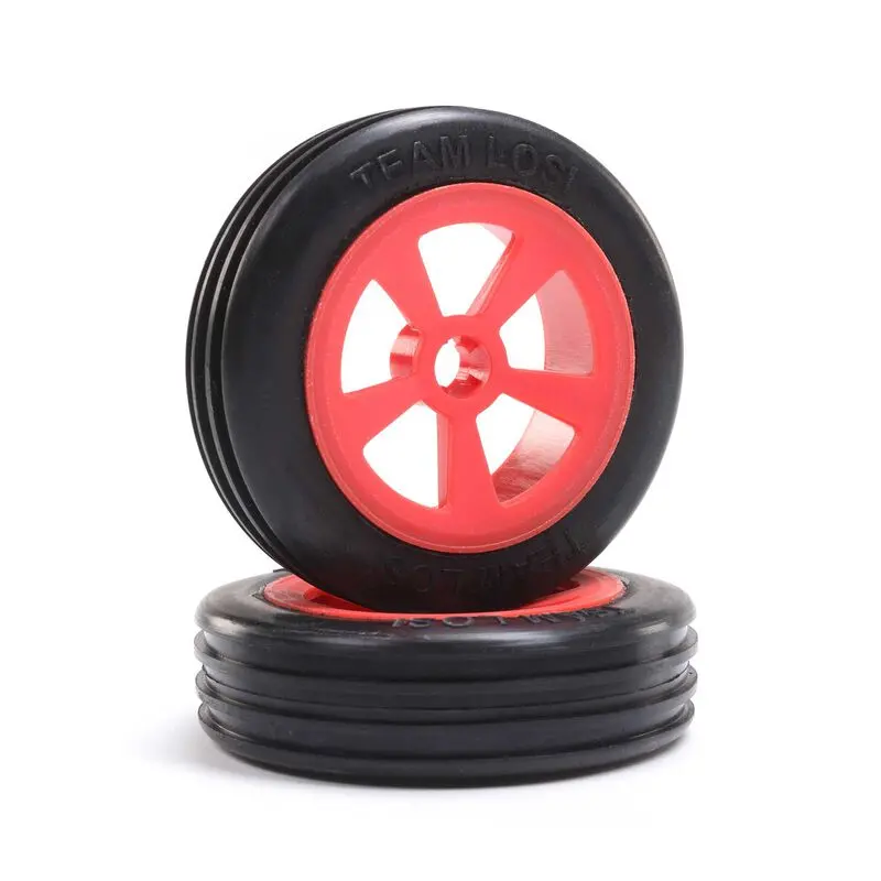 Losi Mini Jrx2 Pre-Mounted Front Rib Tire (Red) (2)   (Los41020) 1