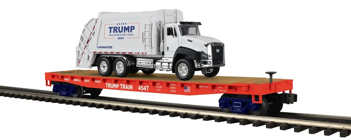 Mth O Trump Flatcar W/Garbage Truck   (Mth2095796) 1