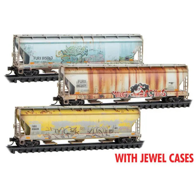 Micro-Trains Line N Furx  3-Bay Covered Hopper Weathered  3Pack N Scale   (Mtl98305083) 1