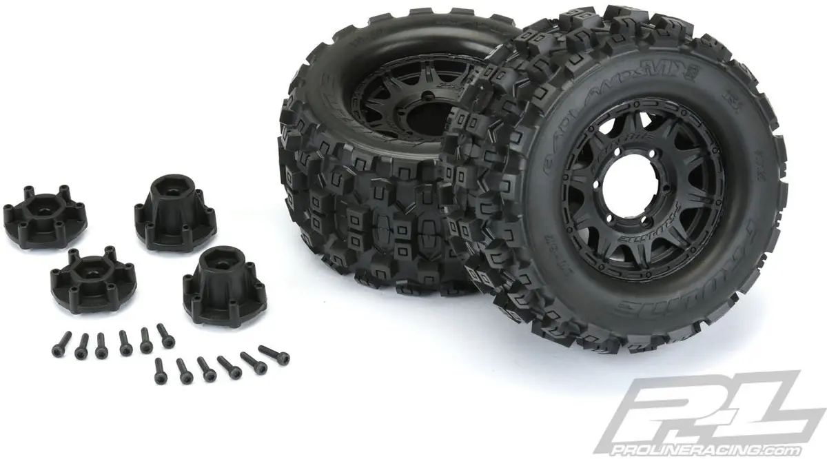 Proline Badlands Mx28 2.8" All Terrain Tires Mounted On Raid Black Wheel (Pro1012510) 1