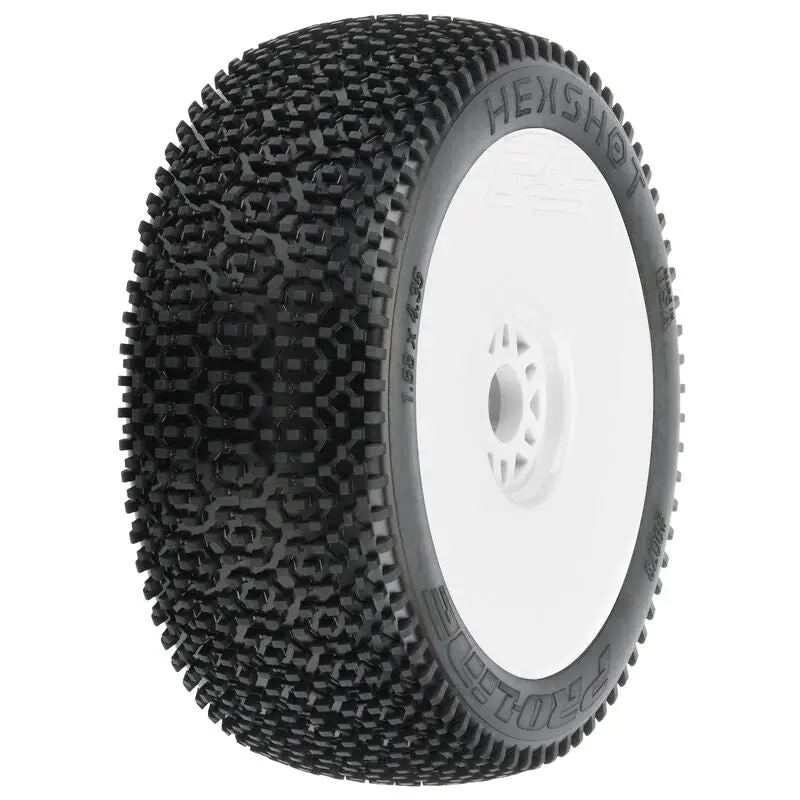 Pro-Line 1/8 Hex Shot S3 Front/Rear Buggy Tires Mounted 17Mm White (2)   (Pro9073233) 1