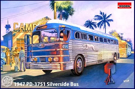Roden 1947 Gmc Pd3751 Silverside Greyhound Bus    (Rod816) 1