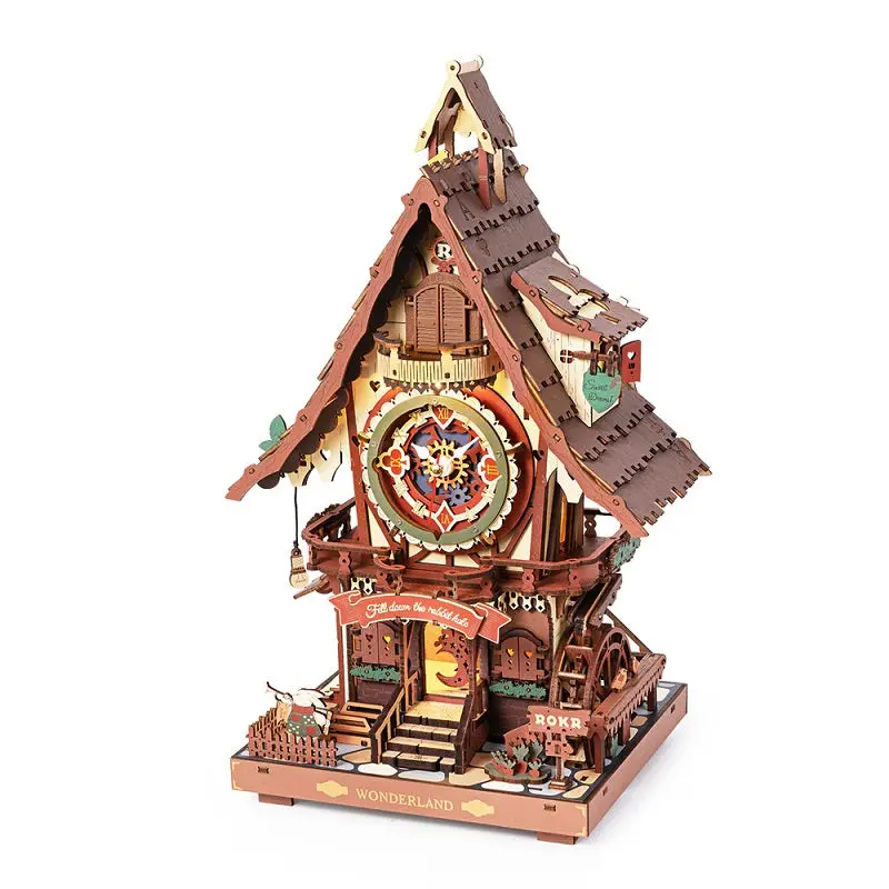 Robotime Cuckoo Clock Stained Wood Mechanical Diy Miniature 3D Wooden Model Kit    (Roelc901c) 1