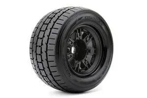 Trigger 1/8 Monster Truck Tires Mounted On Black Wheels, 0" Offset, 17Mm Hex (1 Pair)  (Ropr4002-Bo) 1