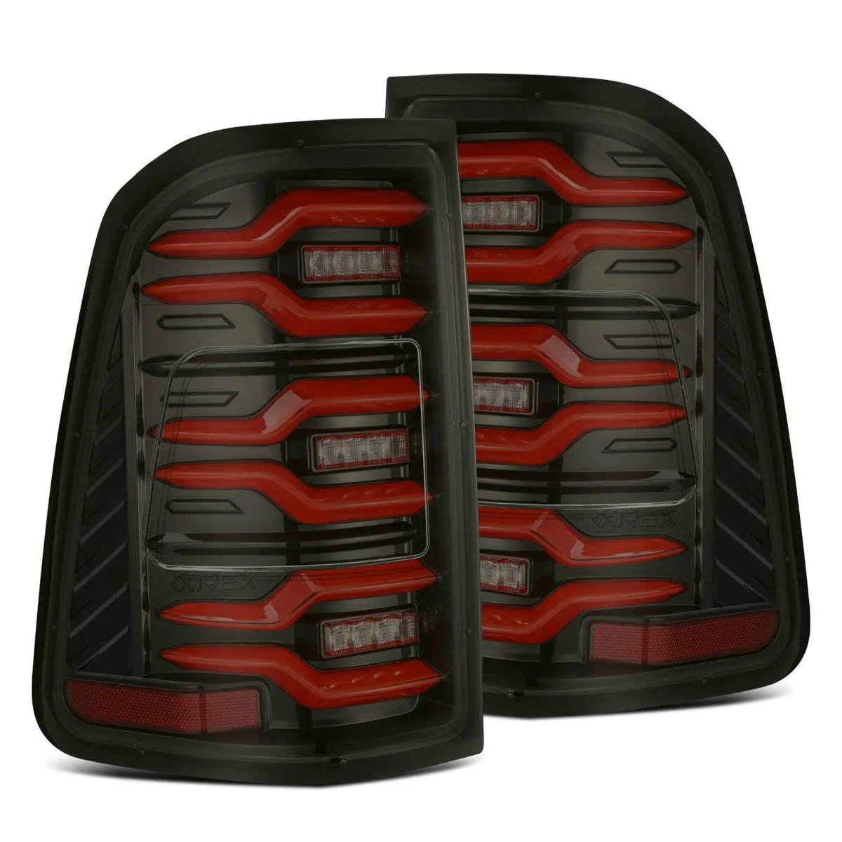 Alpha Rex 19-24 Ram 1500 Luxx-Series Led Tail Lights Black-Red 1