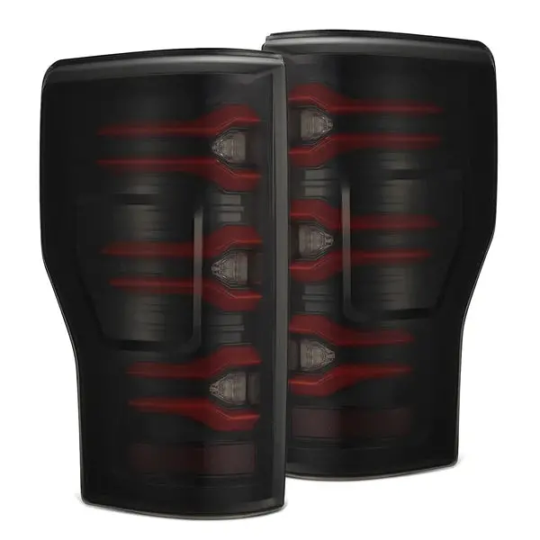 Alpharex 17-22 Ford Super Duty Luxx-Series Led Tail Lights Black Red 1