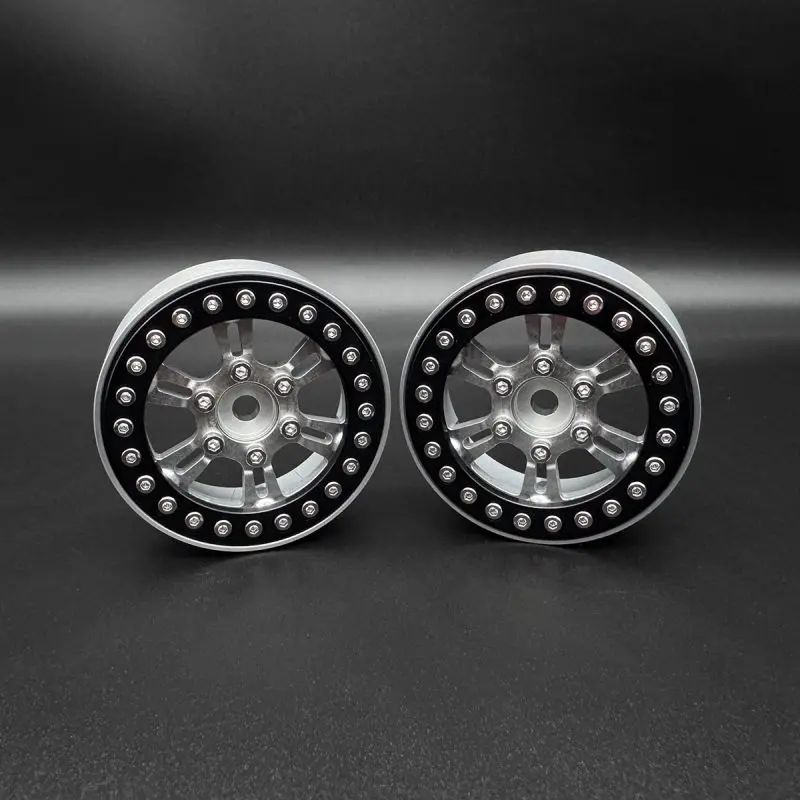 Reefs Rc Blade 1.9" Aluminum Beadlock Wheels W/Reef Hubs & Rings (Silver) (2) (Sehreefs205) 1