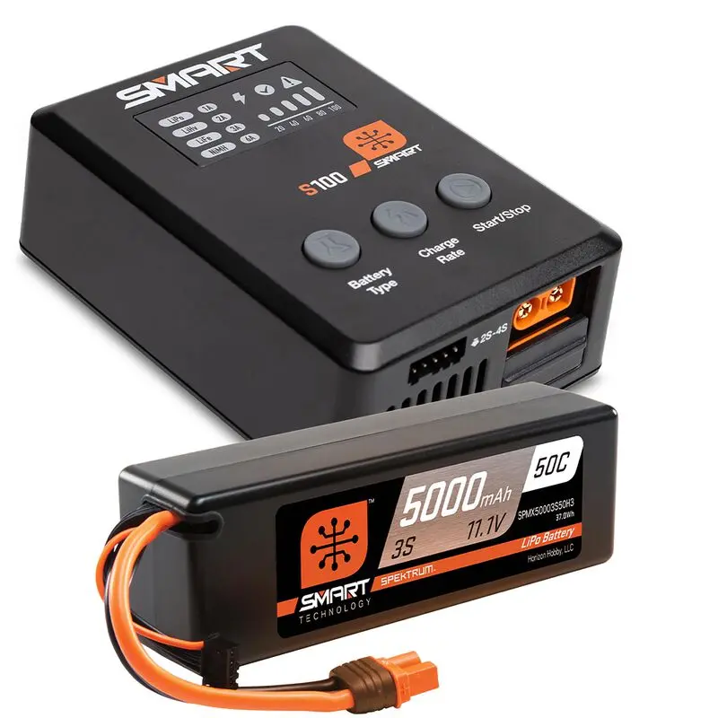 Spektrum Smart Powerstage Surface Bundle: 5000Mah 3S 50C Lipo Battery (Ic3) / 100W S100 Charge(Spmx-1033) 1