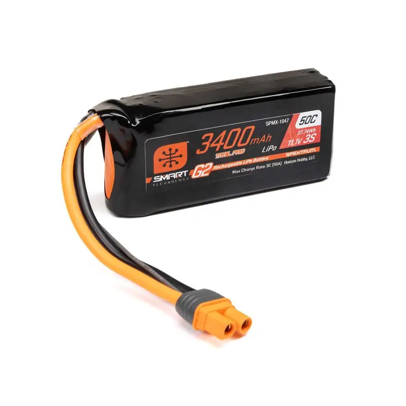 Spektrum 11.1V 3400Mah 3S 50C Smart G2 Trail Pro Lipo Battery: Ic3   (Spmx-1047) 1