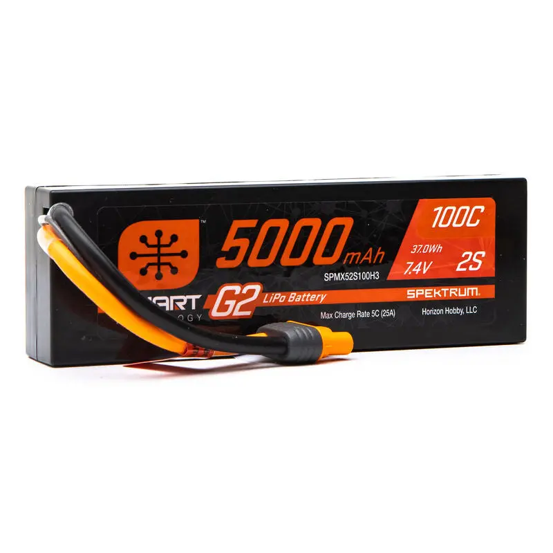 Spektrum 5000Mah 2S 7.4V Smart G2 Lipo 100C; Ic3 (Spmx52s100h3) 1