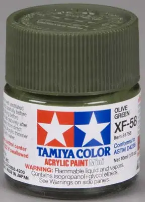Tamiya Acrylic Mini Xf-58 Olive Green 1/3 Oz (Tam81758) 1