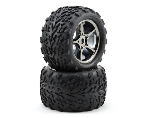 Traxxas Talon Two Tires On Gemini Black Chrome Wheels (Tra5374x) 1