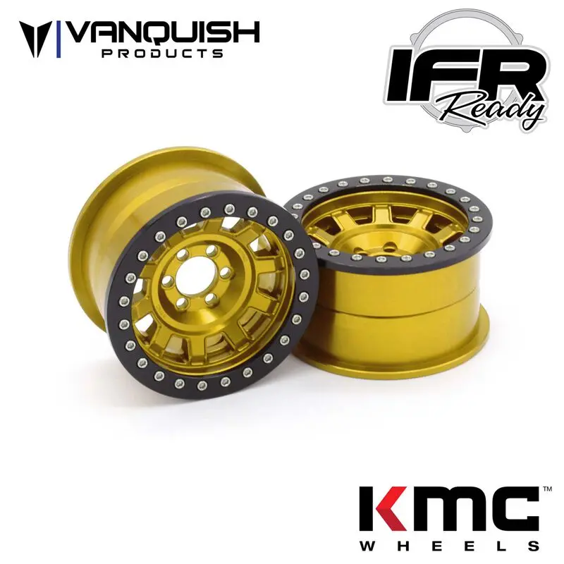 Vanquish Products Kmc Km236 Tank 2.2" Beadlock Crawler Wheels (Gold) (2)   (Vps08708) 1