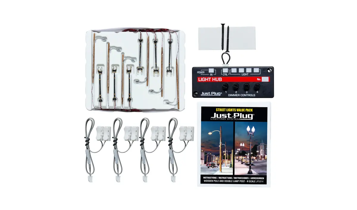Woodland Scenics Wooden Pole & Double Lamp Post Value Pack - N Scale  (Woojp5914) 1