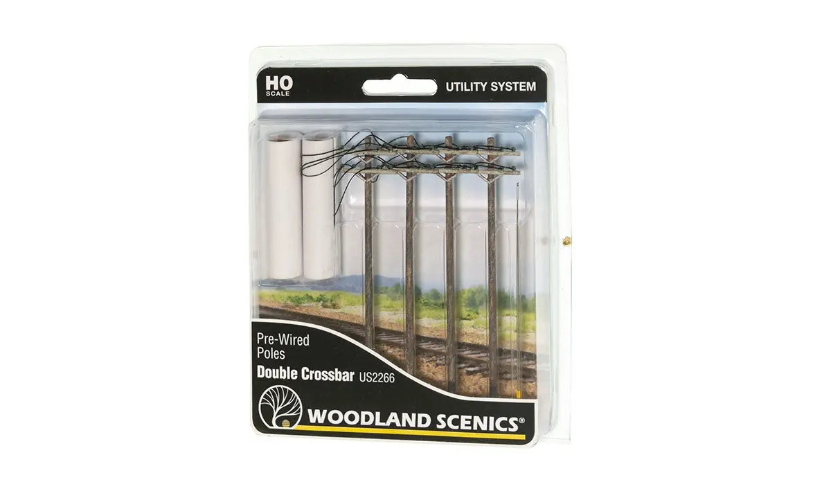 Woodland Scenics Pre-Wired Poles - Double Crossbar - Ho Scale  (Woous2266) 1